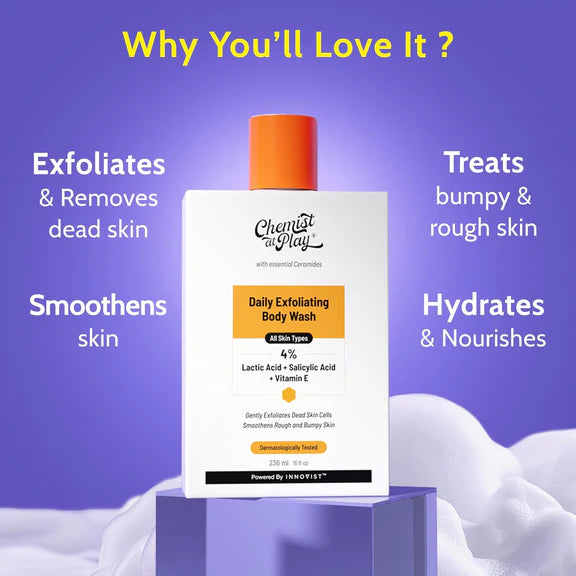 Chemist At Play Exfoliating Body Wash, 4% (Salicylic Acid, Vitamin E and Lactic Acid)