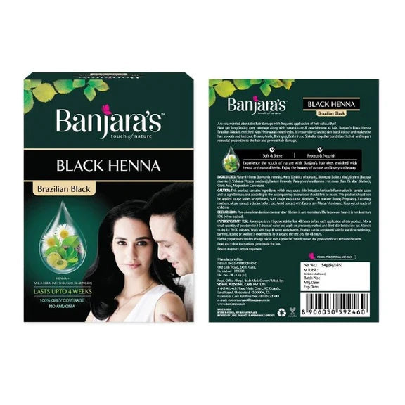 Banjara's Black Henna Brazilian Black Hair Color - 9 gm*6 N