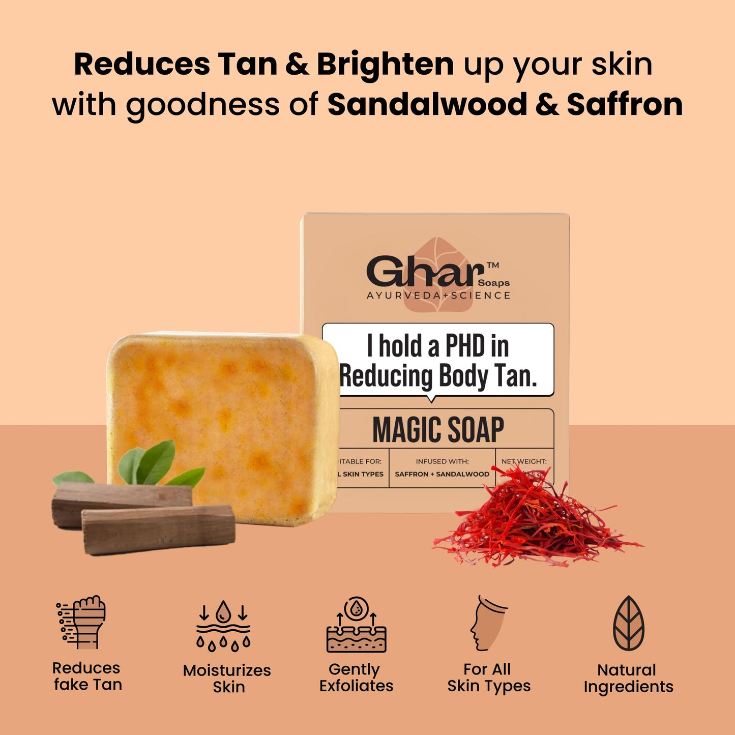 Ghar Soaps Sandalwood & Saffron Magic Soaps For Bath