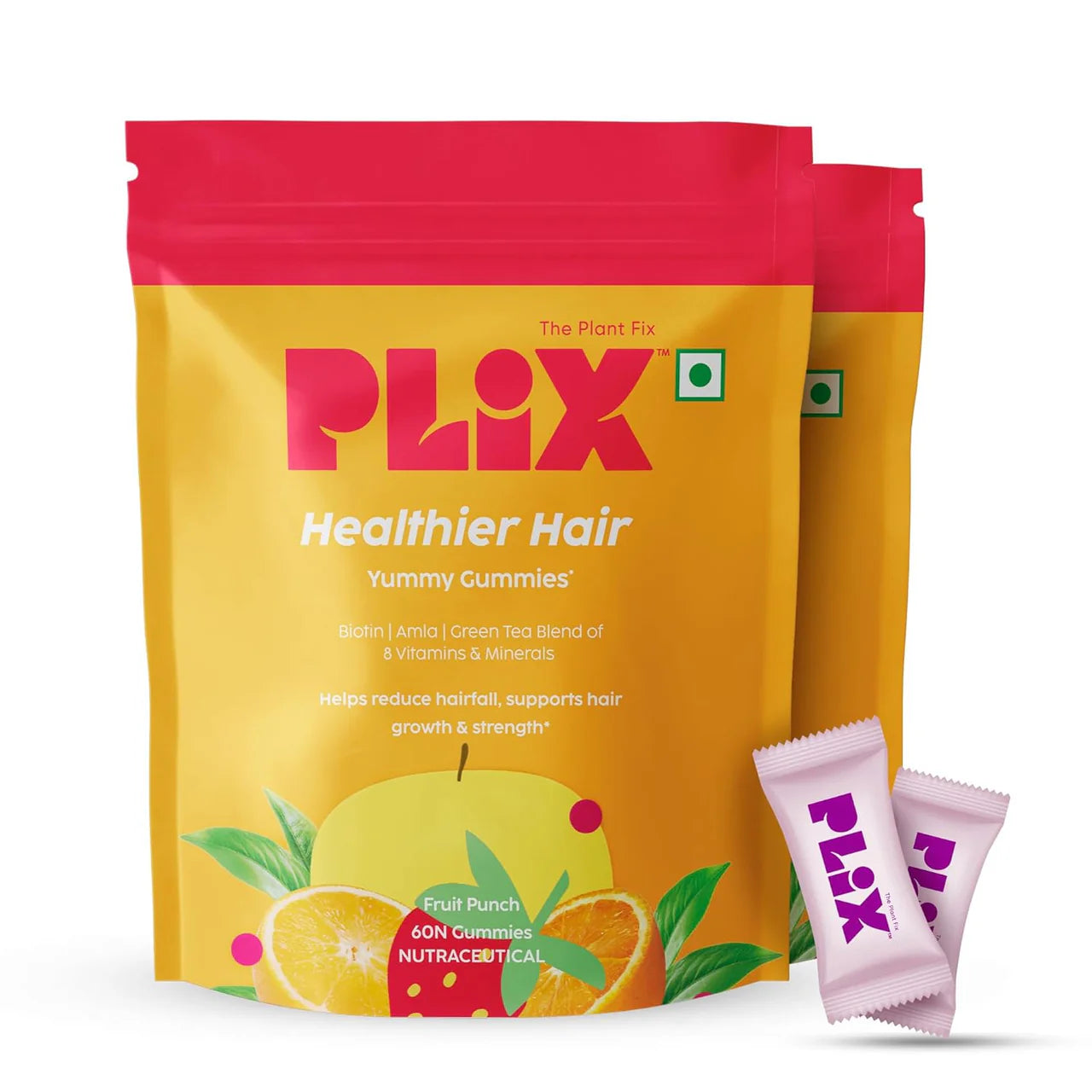 PLIX The Plant Fix Healthier Hair Gummies for Anti Hairfall -60 gummies Jar - Pack of 1