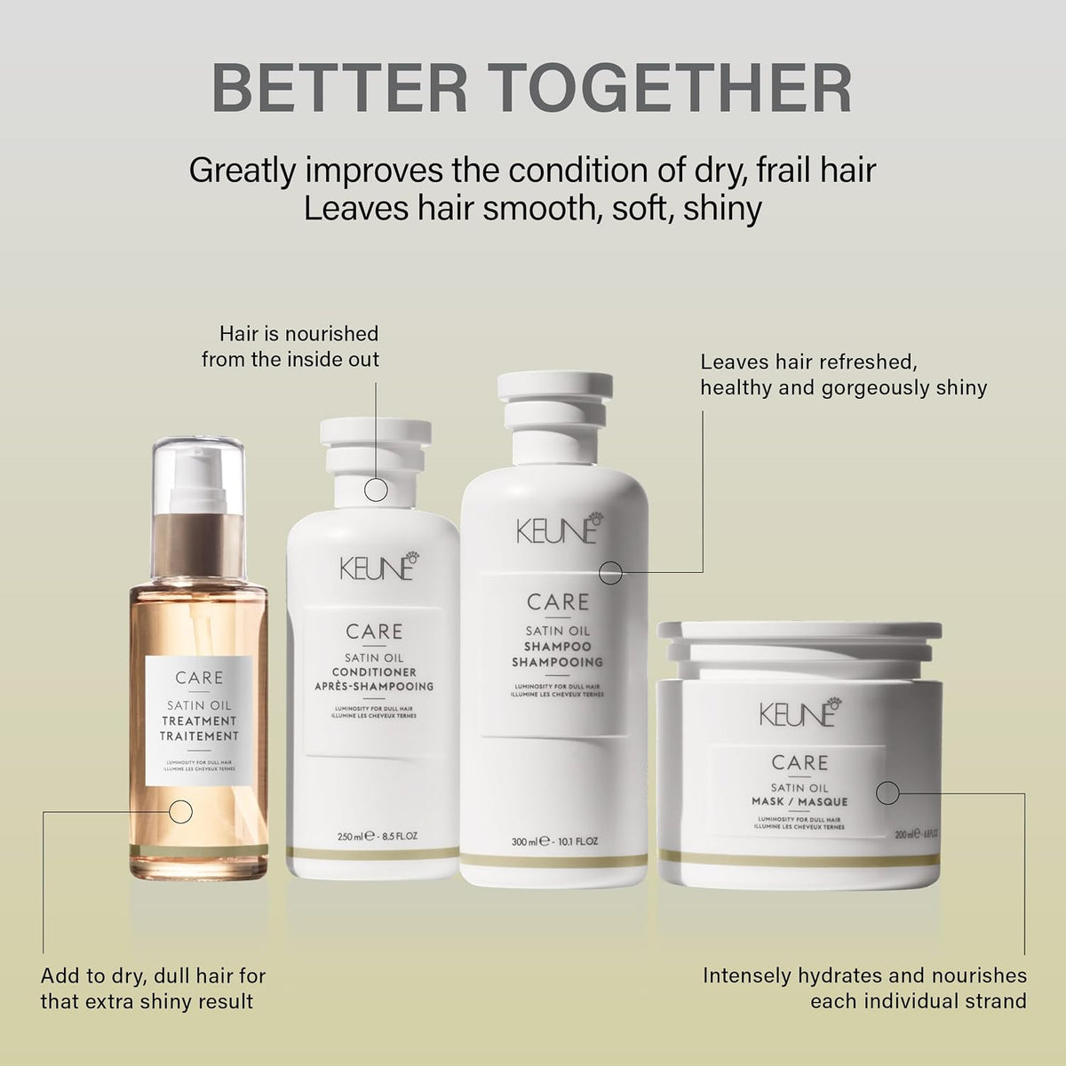 Keune Care Satin Oil Treatment 3.2 oz luminosity for dull hair