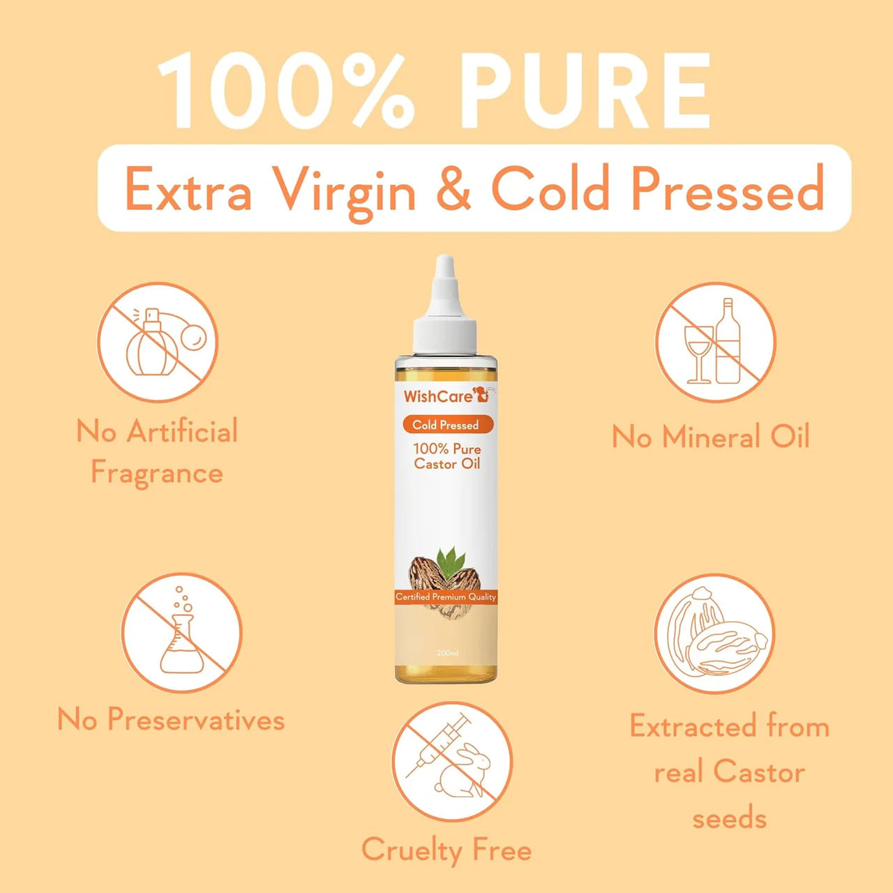 WishCare Premium Cold Pressed Castor Oil