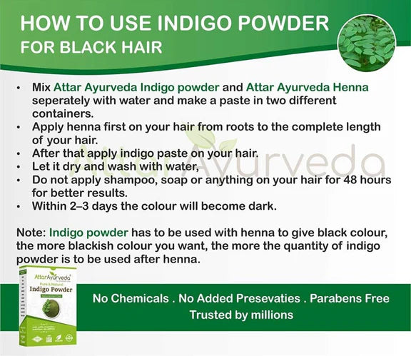 Attar Ayurveda Henna Powder, Indigo Powder Combo Pack - Combo Pack