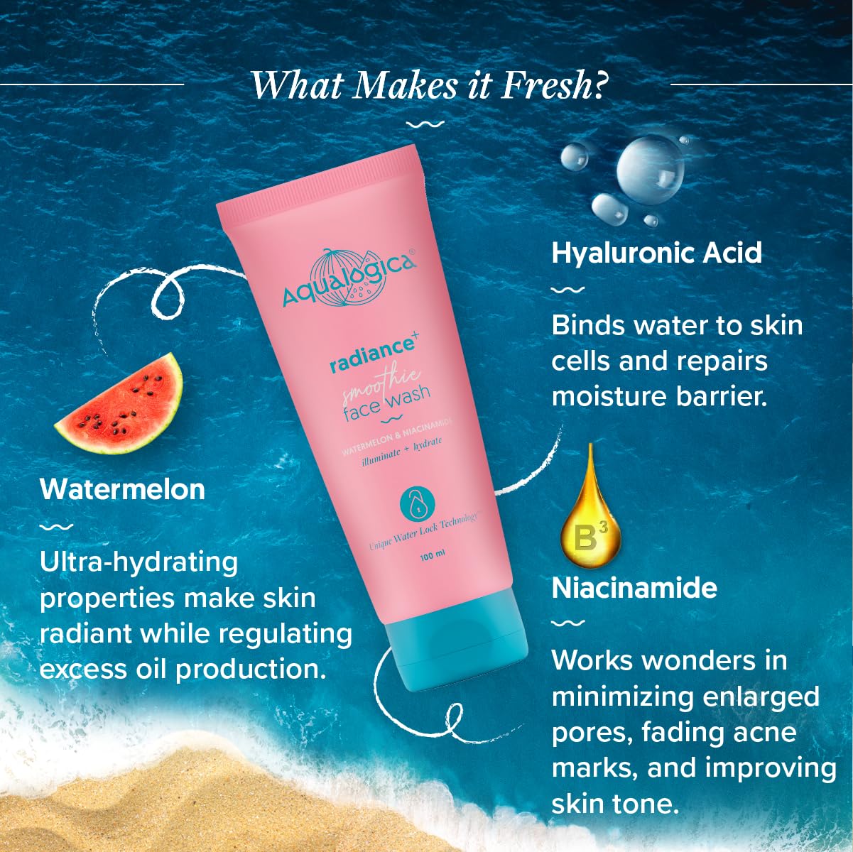 Aqualogica Radiance+ Smoothie Face Wash - 100 gm