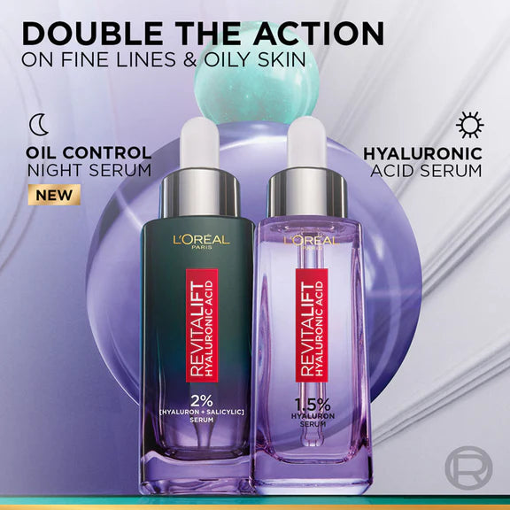 L’Oréal Paris Revitalift Hyaluronic Acid Oil Control Serum 2% Hyaluronic Salicylic Acid, Shine Free - 15 ml