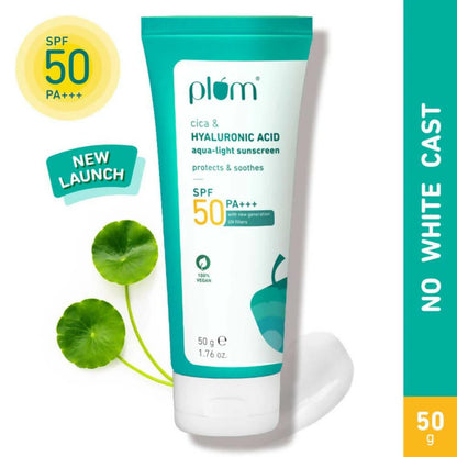 Plum Cica & Hyaluronic Acid SPF 50 PA+++ Sunscreen - 50 gm