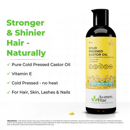 Avimee Herbal Cold Pressed Castor Oil For Hair Growth - 200 ml