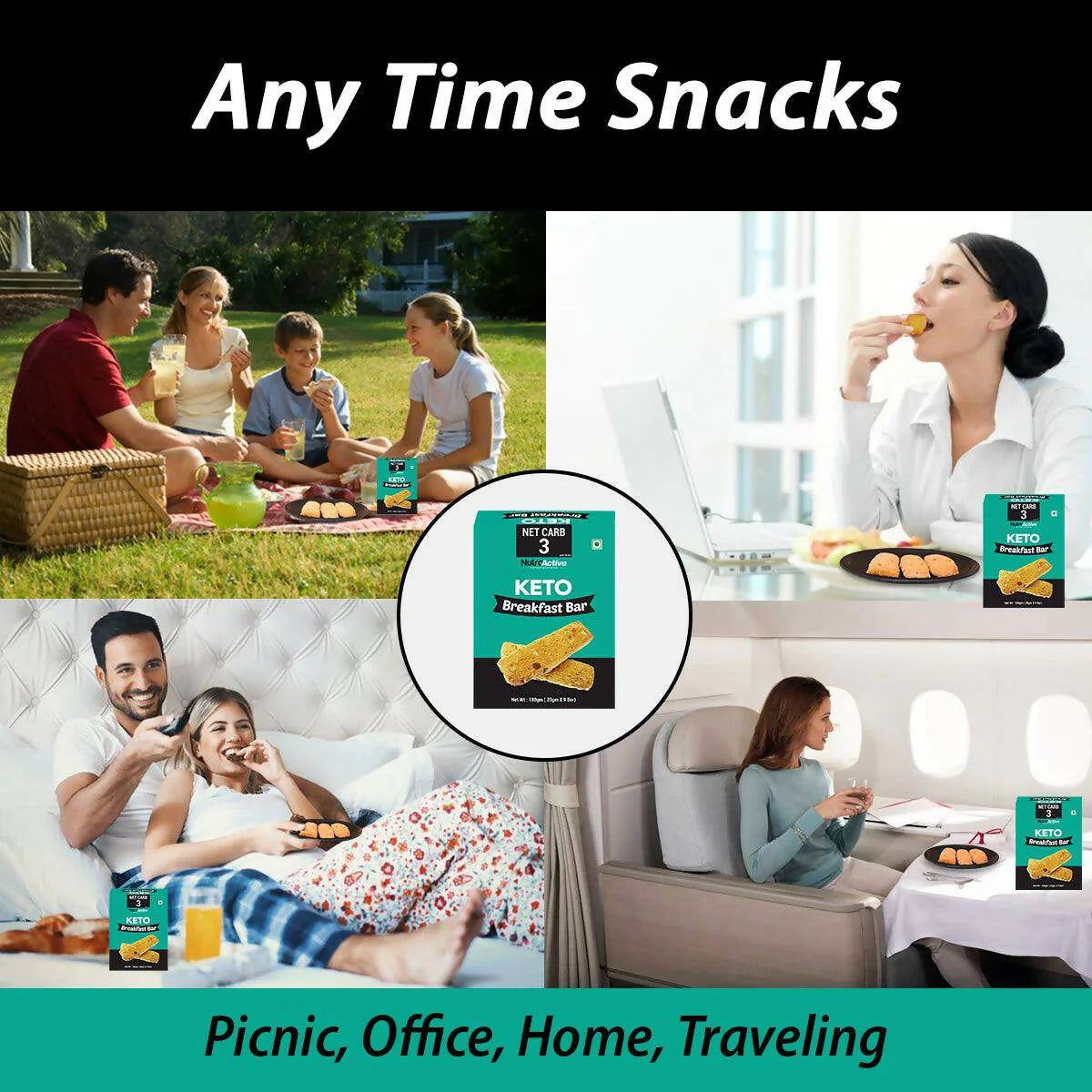 NutroActive Keto Breakfast Mini Bars with Nuts & Seeds