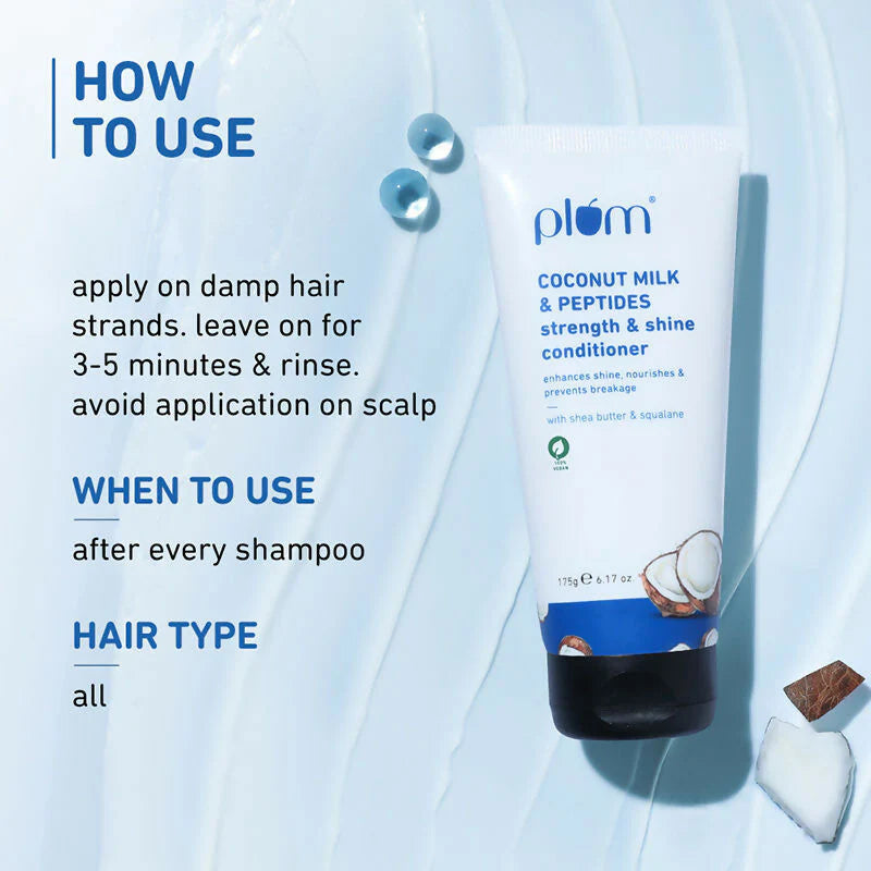 Plum Coconut Milk & Peptides Conditioner For Soft, Shiny Hair - 175 gm
