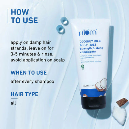 Plum Coconut Milk & Peptides Conditioner For Soft, Shiny Hair - 175 gm