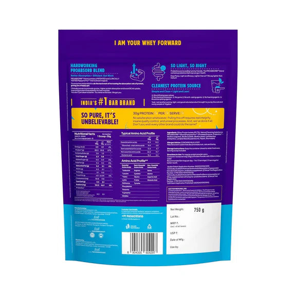 Yoga Bar Pro Clean Whey Protein Isolate Powder - 750 gm
