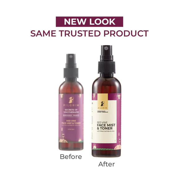 Pilgrim Red Vine Face Mist & Toner Spray with Vitamin B3 and Aloe, For Anti Ageing, Glowing Skin - 100 ml