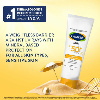 Cetaphil Sun SPF 50 Light Gel Mineral Base For Normal, Dry & Oily Skin - 50 ml