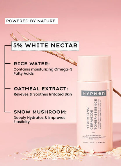 Hyphen By Kriti Sanon 7% Ceramides-Nmf Milky Toner Essence With 5% Glass Skin Blend Of Rice Water Snow Mushroom & Oatmeal - 100 ml
