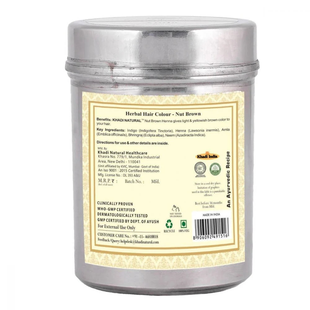 Khadi Natural Nut Brown Henna Herbal Hair Color - 150 gm