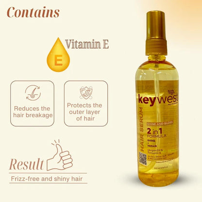 Keywest Professional Shine & Gloss Hair Serum 2in1 Formula Shine + Repair - 200 ml