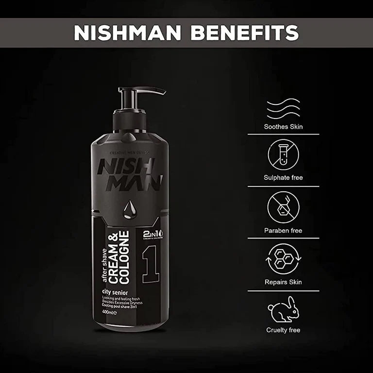 Nishman After Shave 2 in 1 Cream & Cologne City Senior - Cream Based - 400 ml