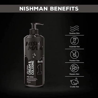 Nishman After Shave 2 in 1 Cream & Cologne City Senior - Cream Based - 400 ml