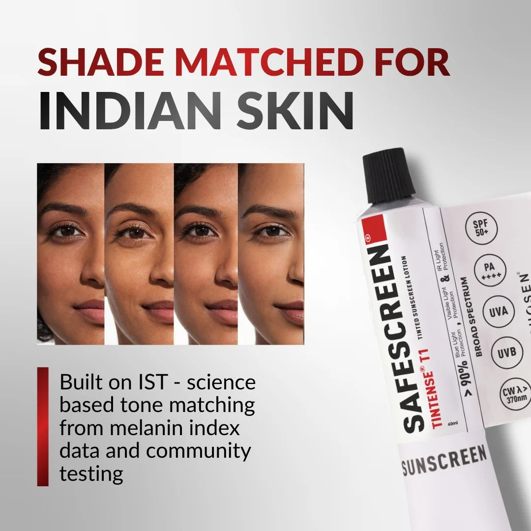 Chosen Tintense Bisque Shade Tinted Sunscreen SPF 40+ Pa++++ 8-Hour Water Resistance, No White Cast - 40 ml