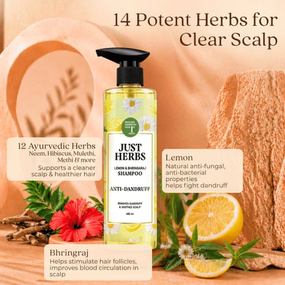 Anti Dandruff Shampoo 480ml | Lemon, Bhringraj & 12 Herbs