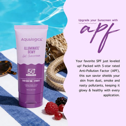Aqualogica Illuminate+ Dewy Sunscreen SPF 50+ PA++++ with Wild Berries & Alpha Arbutin, Protection Against Uva/B & Blue Light Protection