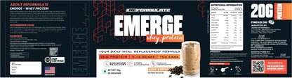 Reformulate Emerge I Whey Protein I Your Daily Meal Replacement Formula I 20 G I Protein I 5.1 G Bcaa's I 10 G Eaa's - Cold Coffee - 2 kg