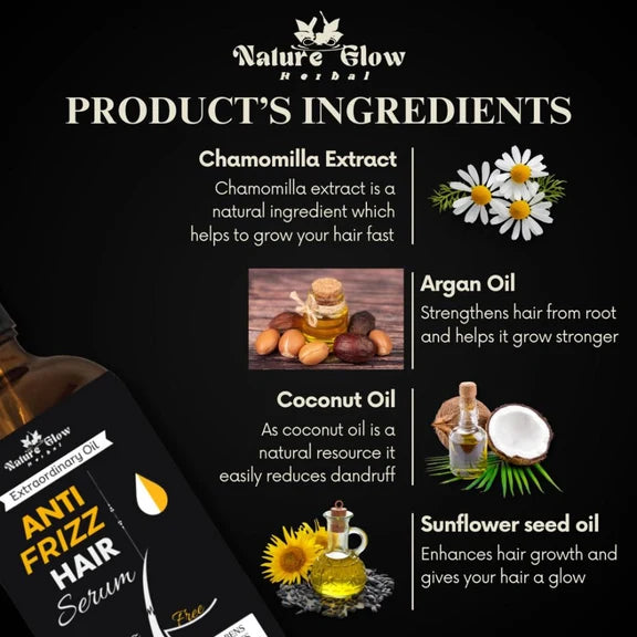 Nature Glow Herbal Anti Frizz Hair Serum - 30 ml