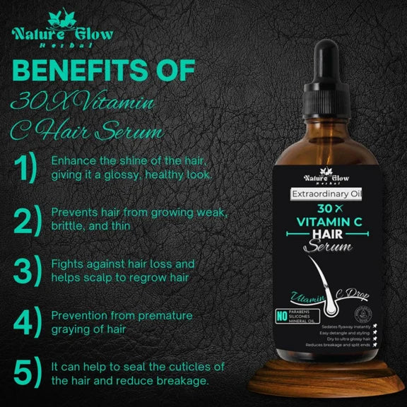 Nature Glow Herbal 30X Vitamin C Drop Hair Serum - 30 ml