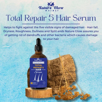 Nature Glow Herbal Total Repair 5 Hair Serum - 30 ml