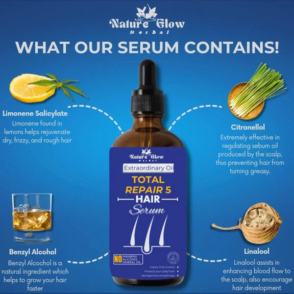 Nature Glow Herbal Total Repair 5 Hair Serum - 30 ml