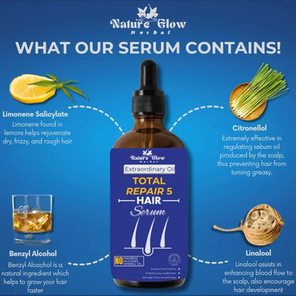 Nature Glow Herbal Total Repair 5 Hair Serum - 30 ml