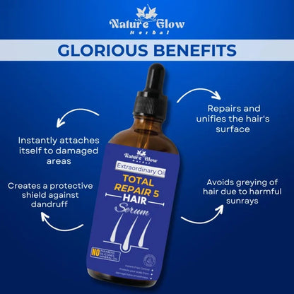 Nature Glow Herbal Total Repair 5 Hair Serum - 30 ml