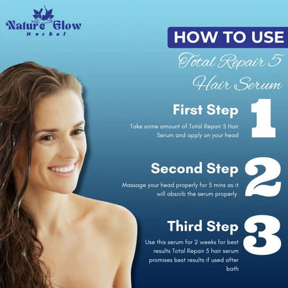 Nature Glow Herbal Total Repair 5 Hair Serum - 30 ml