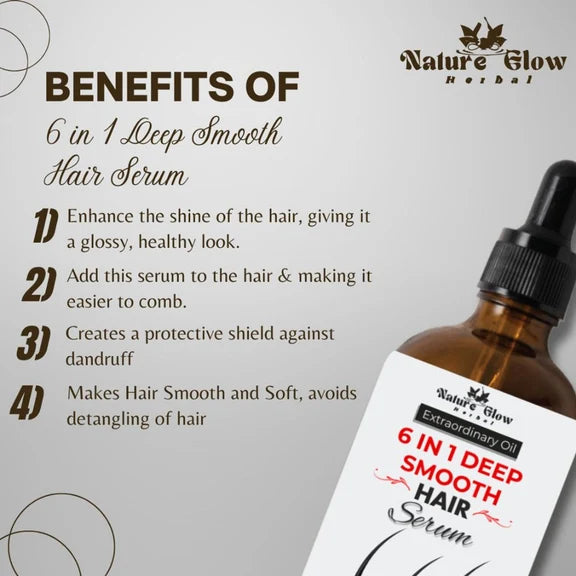 Nature Glow Herbal 6-In-1 Deep Smooth Hair Serum - 30 ml
