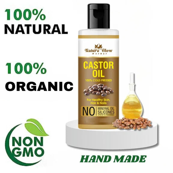 Nature Glow Herbal Cold Pressed 100% Pure Castor Arandi Oil - 100 ml