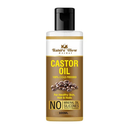 Nature Glow Herbal Cold Pressed 100% Pure Castor Arandi Oil - 100 ml