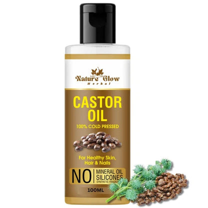 Nature Glow Herbal Cold Pressed 100% Pure Castor Arandi Oil - 100 ml