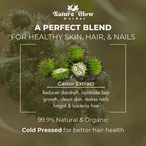 Nature Glow Herbal Cold Pressed 100% Pure Castor Arandi Oil - 100 ml