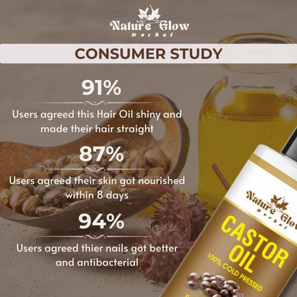 Nature Glow Herbal Cold Pressed 100% Pure Castor Arandi Oil - 100 ml