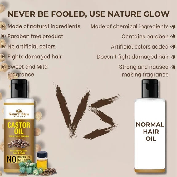 Nature Glow Herbal Cold Pressed 100% Pure Castor Arandi Oil - 100 ml