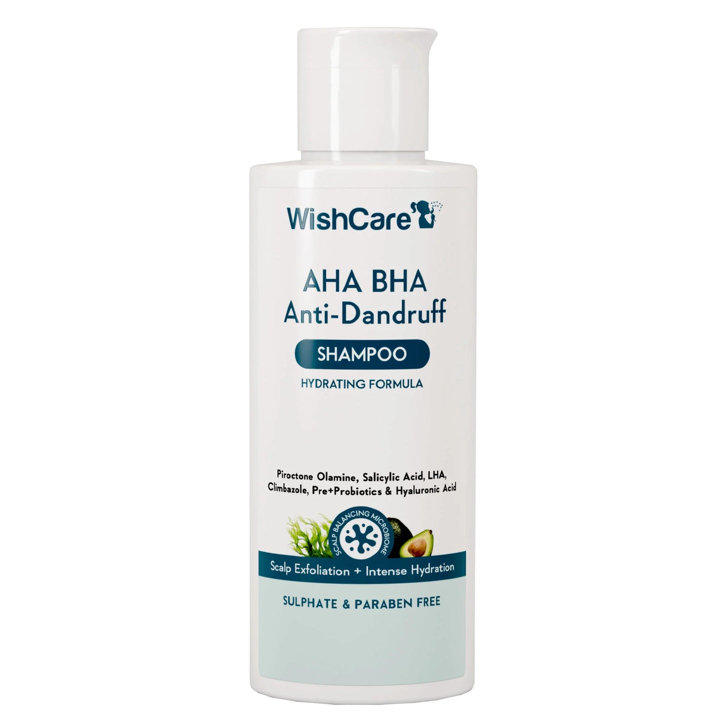 WishCare Hydrating AHA BHA Anti Dandruff Shampo-Reduces Flakes & Itchiness-100% Dandruff Reduction - 120 ml