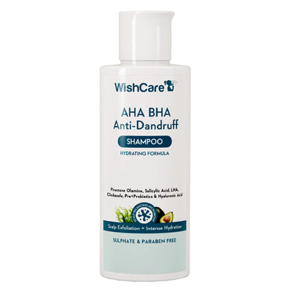 WishCare Hydrating AHA BHA Anti Dandruff Shampo-Reduces Flakes & Itchiness-100% Dandruff Reduction - 120 ml