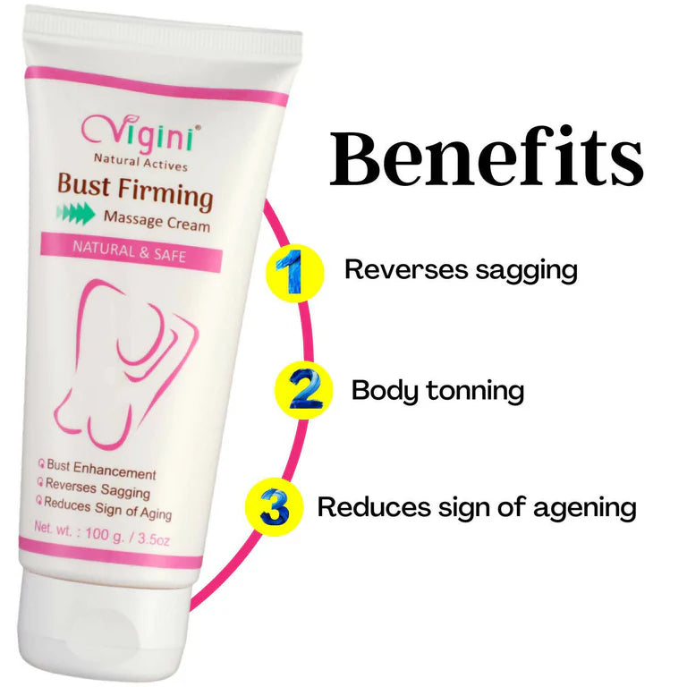 Vigini Natural Actives Breast Bust Body Shaping Toner Firming Tightening Growth Oil Cream - 100 gm