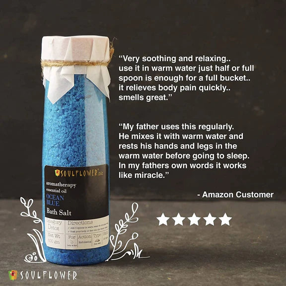 Soulflower Aromatherapy Essential Oil Ocean Blue Bath Salt - 500 gm
