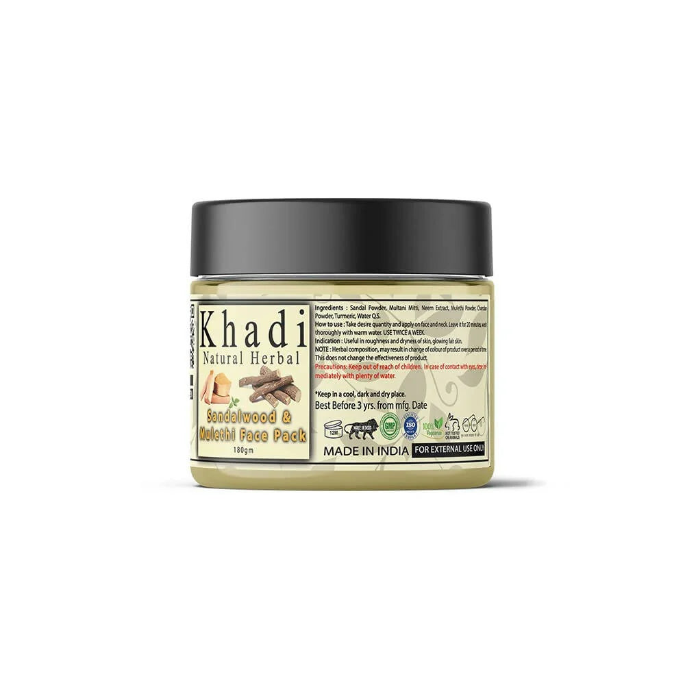 Khadi Natural Herbal Sandalwood and Mulethi Powder Face Pack - 180 gm