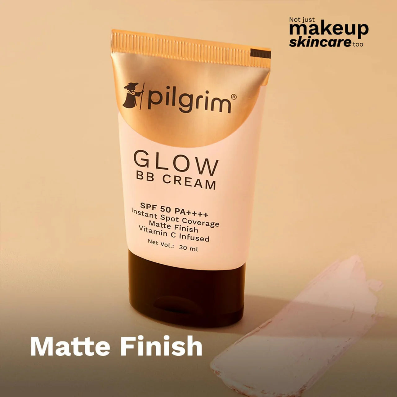 Pilgrim Glow BB Cream SPF 50 PA++++ Instant Spot Coverage Matte Finish Vitamin C Infused - Almond Glow