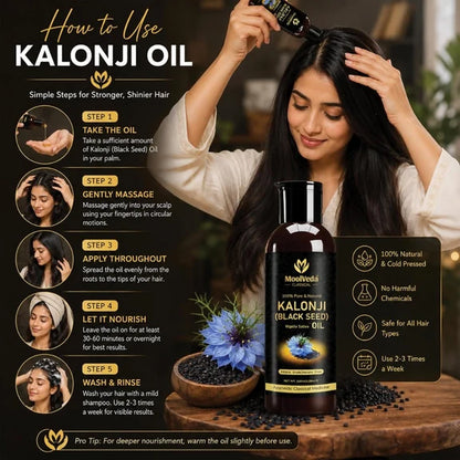 Moolveda Premium Cold Pressed Kalonji Oil - Black - 100 ml