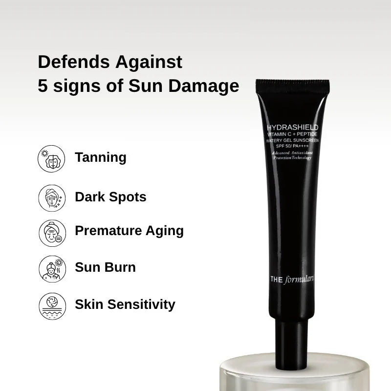 The Formularx Hydrashield Vitamin C + Peptide Sunscreen Spf 50 Pa++++ For Oily, Acne Prone Skin - 50 gm