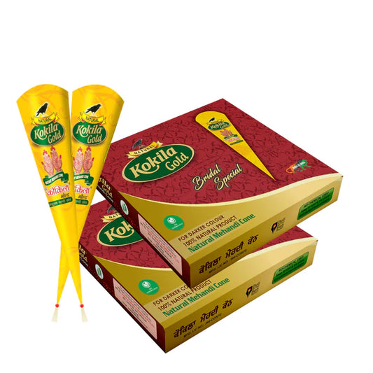 Kokila Bridal Special Premium Gold Mehendi Cones - 35 gm - Pack of 12