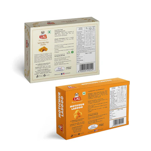 Lal Sweets Combo Pack of Mysore Pak and Motichur Laddoo - combo